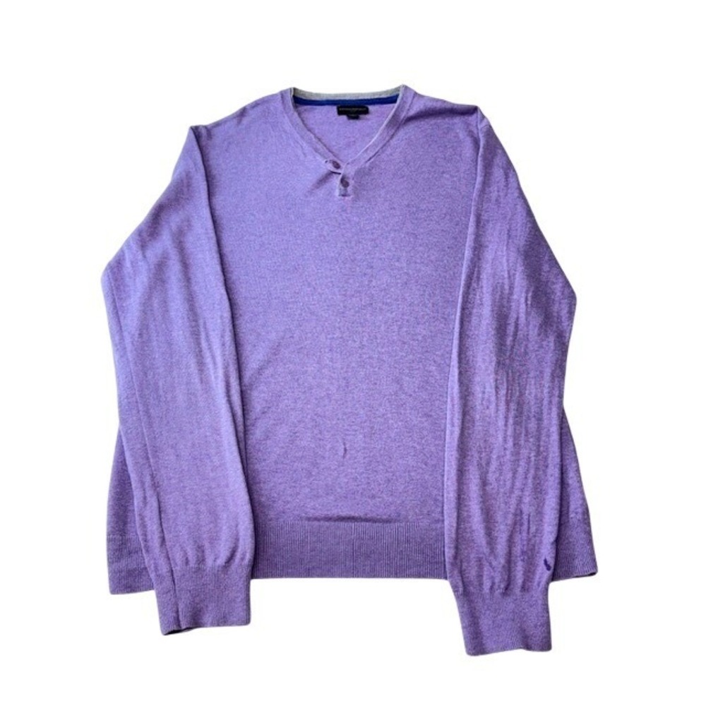 Banana Republic Mens XL Purple Cotton Henley V-Neck Sweater Pullover Preppy